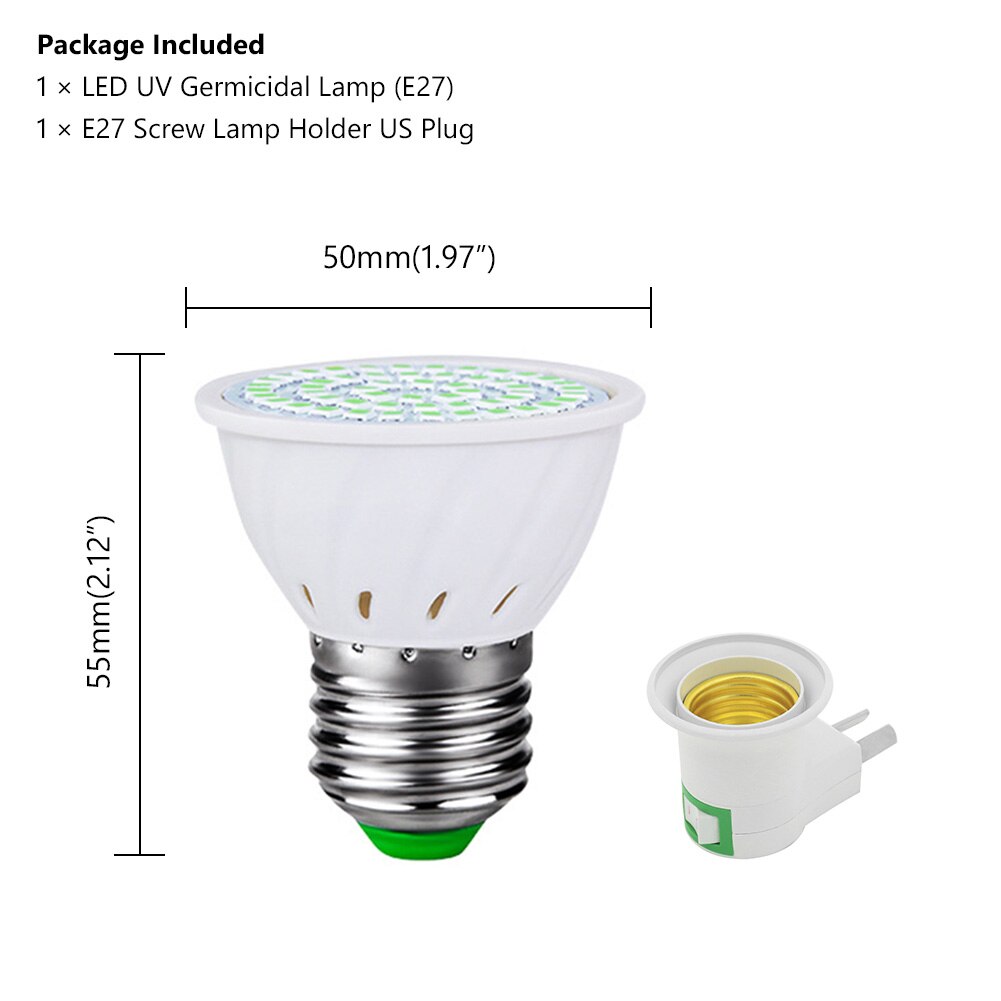 GU10/E27 UV Germicidal Light 220V UVC LED Sterilizer 130 LEDs Dust Mite Lamp Ultraviolet Germicidal Lamp Bulb for Home Bathroom: 110V E27-EU plug