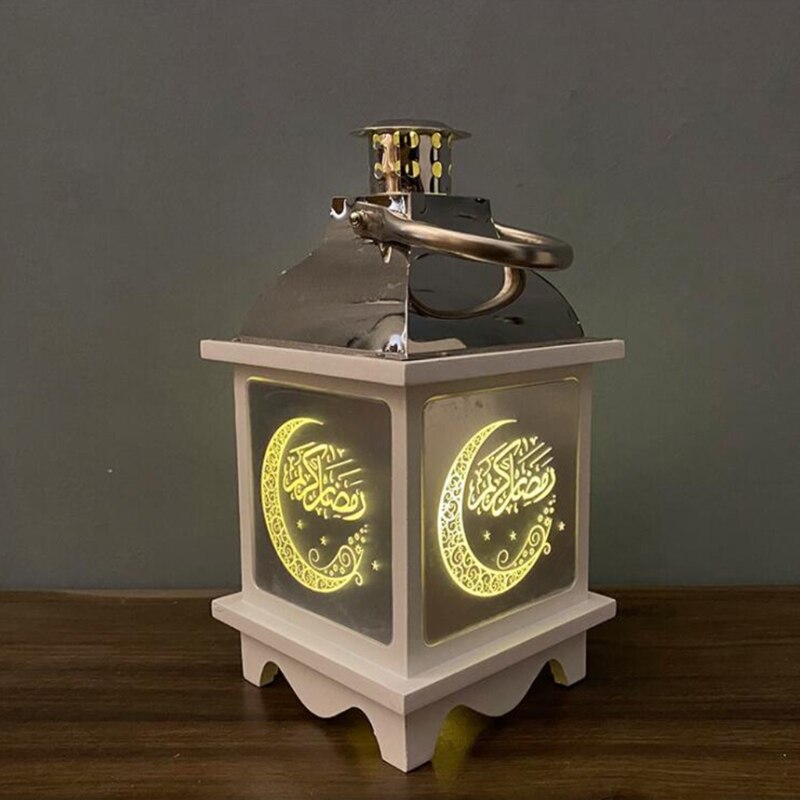 Decorazioni Ramadan Luce Notturna Eid Crafts Decorazioni Lampada da Tavolo Luci Notturne in Legno Lanterna per Festa di Festa a Casa Decorazioni per Feste Ramadan Mubarak (B