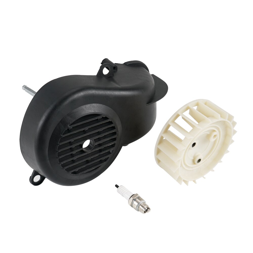 ATV Air Shroud Cooling Fan Assembly &amp; Spark plug for Polaris 90 Sportsman Scrambler Predator for Yamaha Jog 90 90cc Engine Parts