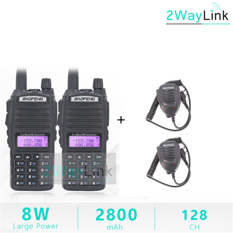 2 stücke UV-82 5W 8W Walkie Talkie Optional Baofeng Radio UV82 Dual PTT Zwei Weg Radio Dual Band UHF VHF Radio 10 KM Baofeng UV-82 HP