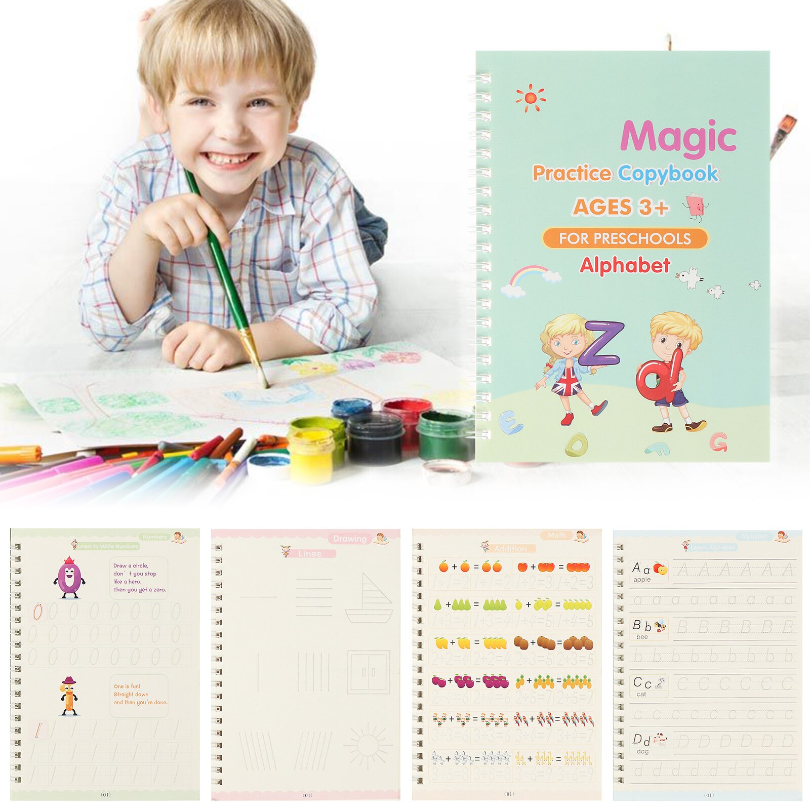 Kinderen Magic Praktijk Voorbeeldenboek Set Kinderen Leren Handgeschreven Educatief Kalligrafie Stickers Met Verdwijnende Inkt Pen