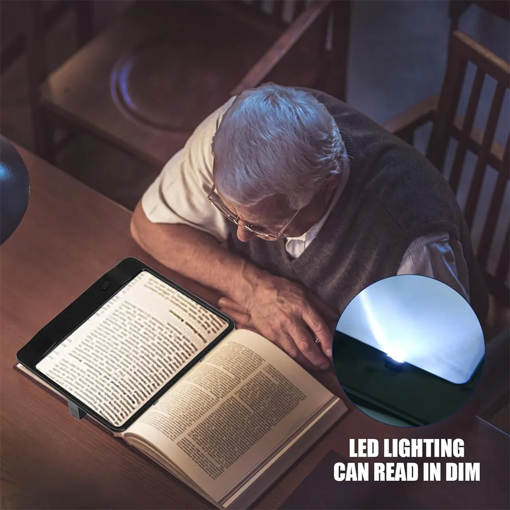 3X Reading Magnifying Glass, Full Page Magnifying Glass With LED Light, Suitable for Children And The Elderly to Read Books