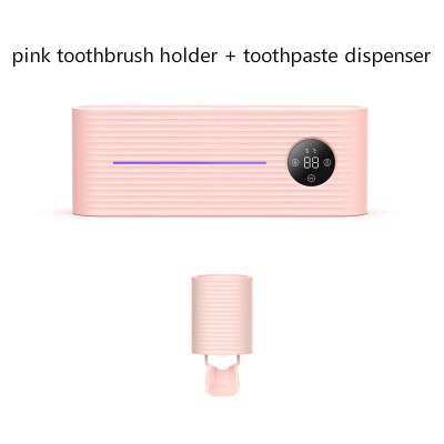 Xiaomi-soporte de esterilización ultravioleta UVC para cepillo de dientes, dispensador de pasta de dientes, estante montado en la pared, accesorios de baño: pink set