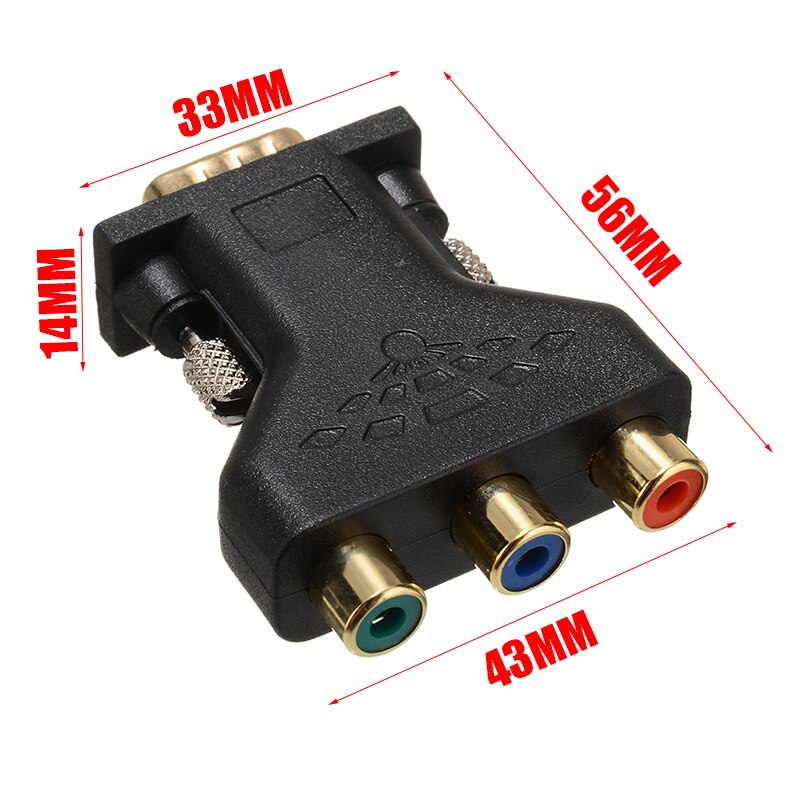 Mayitr rca vga liitin muunnin 3 rca rgb video naaras  hd 15- pin vga tyylinen komponenttivideo liitin sovitinpistoke