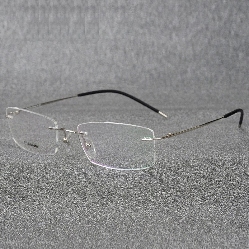 Kantløse titanium-brilleramme super letvægts fleksible titaniumlegering tempelben optiske briller briller: Sølv