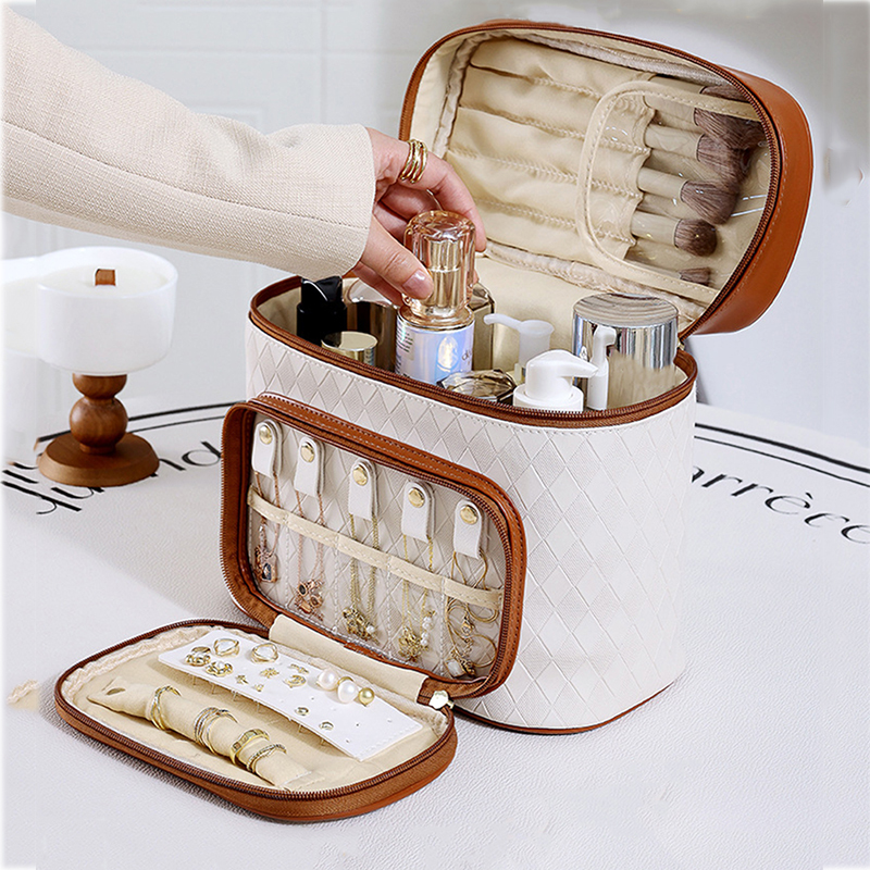 Makeup Bags Travel PU Leather Cosmetics Case Large Capacity Make Up Storage Organizer Bag Jewelry Beauty Suitcase