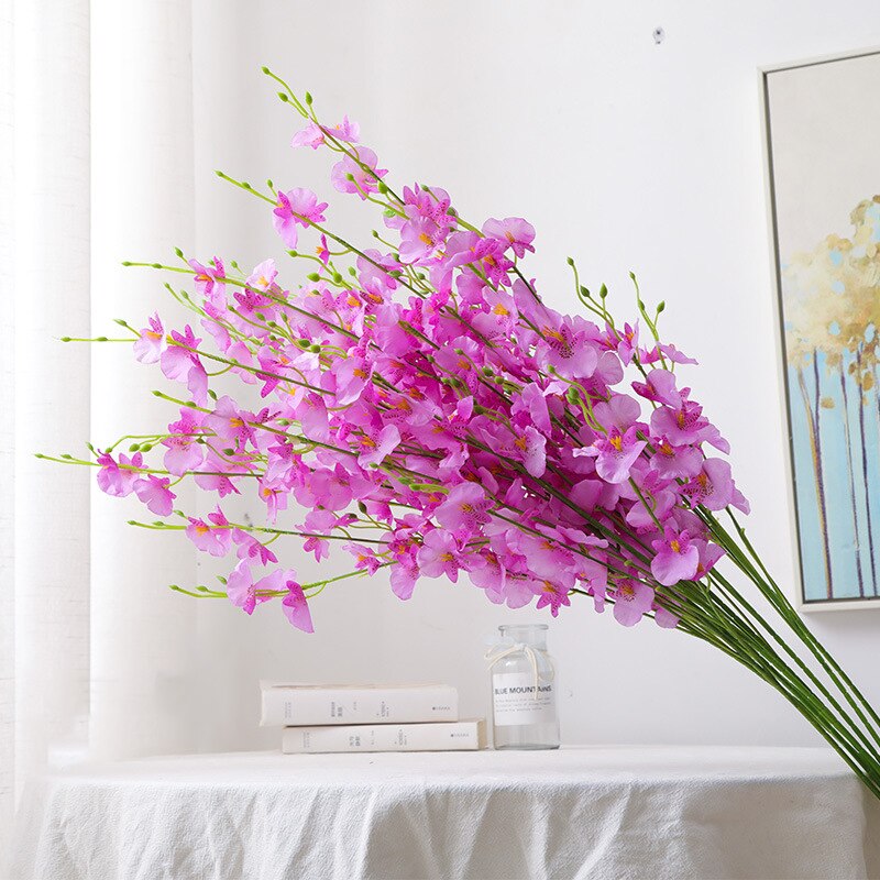 5- gaffel kunstig blomst dans-dame orkidé kunstig blomst bryllup hjem dekoration phalaenopsis buket silke blomst