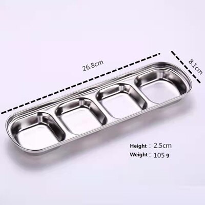 Plates Stainless Steel Assorted Salad Sauce Dipping Dish Tray Bowl Kitchen Tableware Specialty Plate 1/2/3 /4 Grids: Four Grid