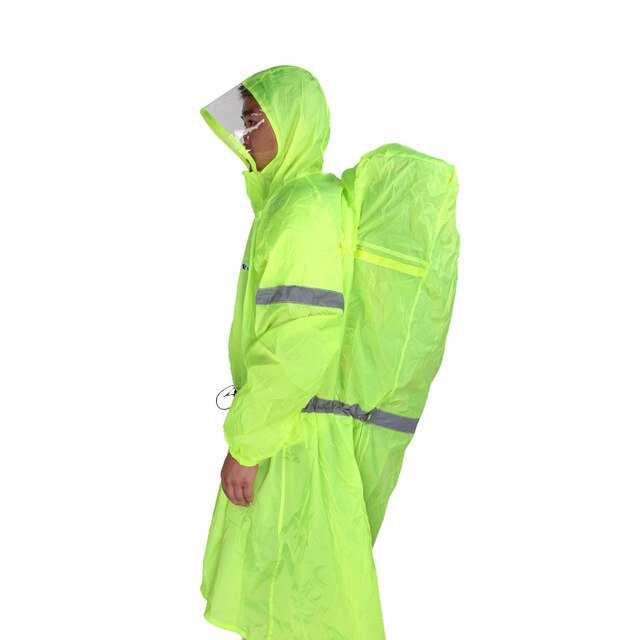 BlueField Outdoor Regenjas Rugzak Cover Een stuk Regenjas Poncho Rain Cape Outdoor Wandelen Camping Jassen Unisex Regenkleding: green / S