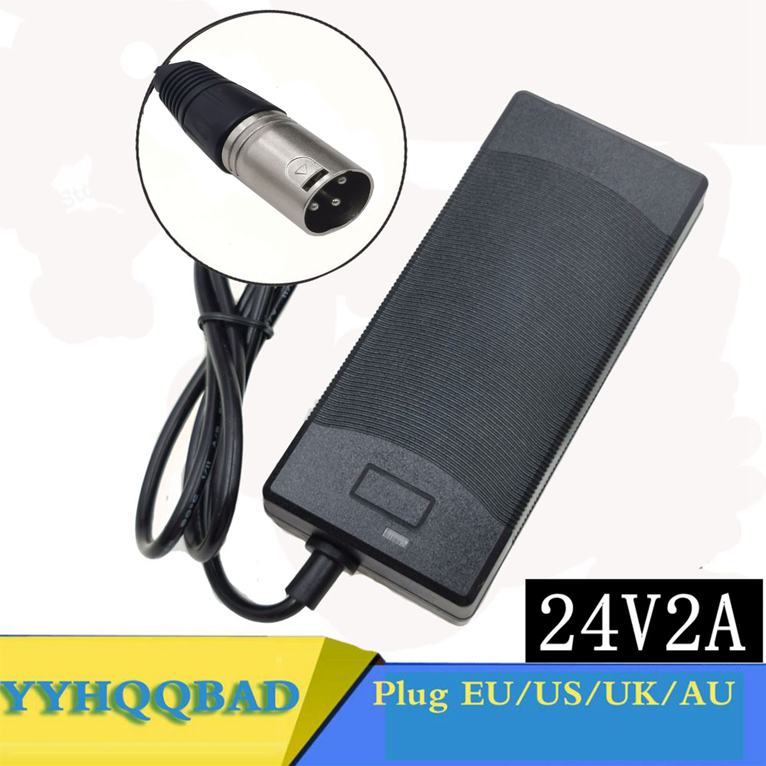 24V 2A Blei-Säure-Batterie-Ladegerät Rollstuhl-Ladegerät Golfwagen-Ladegerät Elektroroller E-Bike-Ladegerät XLR-Metallstecker