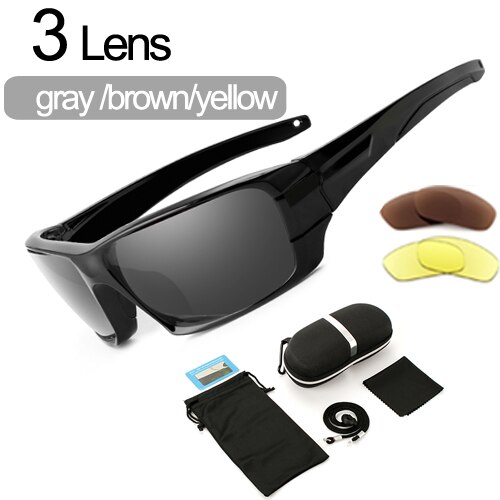 6 Lenses Polarized Fishing Sunglasses Camouflage Frame Sport Sun Glasses Fishing Eyewear Oculos De Sol Masculino UV 400: 3  Lenses Box A