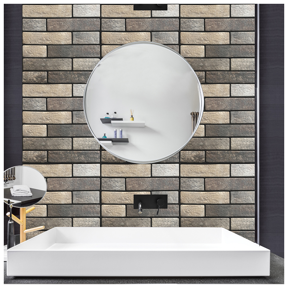 Lychee Life 3D Grain Brick Wall Stickers Square Mosaic Stick Tile DIY Arts Crafts Making Home Decoration Material