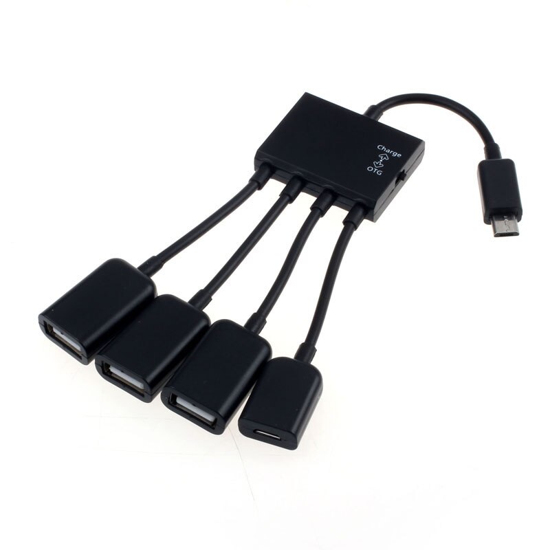 Carprie Zwart 4 Port Micro Usb Power Opladen Otg Hub Kabel Voor Smartphone Tafel 6J13: Default Title