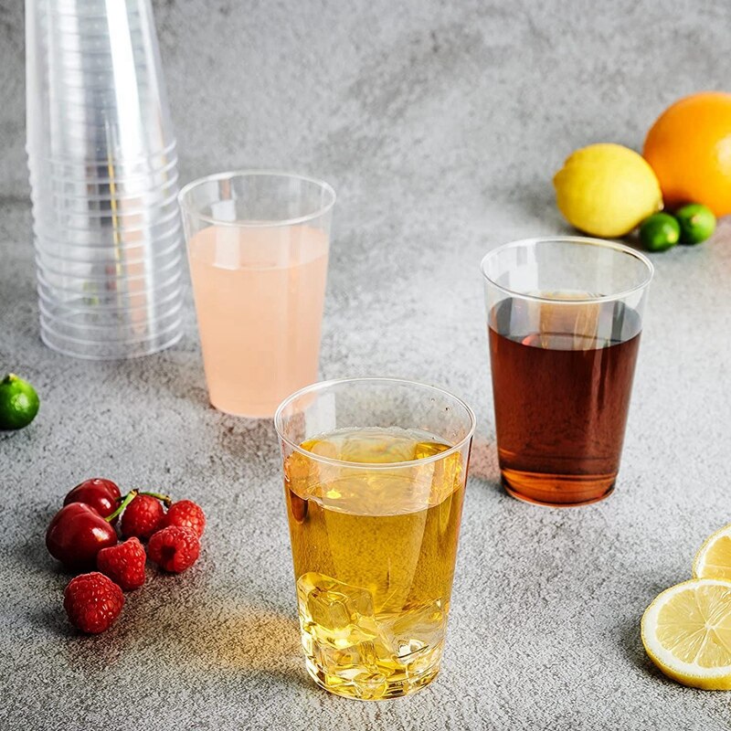 100 Pack Clear Plastic Cups Heavy Duty Plastic Tumblers,Reusable Clear Hard Plastic Cups Tumblers For Wedding