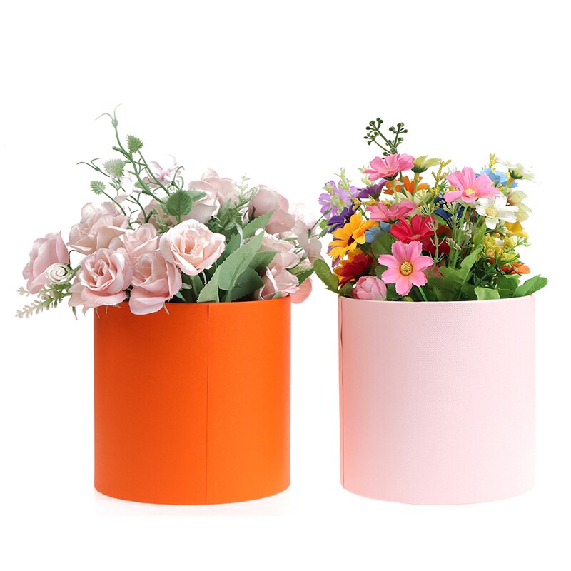 Runde blomster æsker kvinder blomster emballage papirpose med låg til blomsterhandler buket blomster emballage boks fest opbevaring kasser