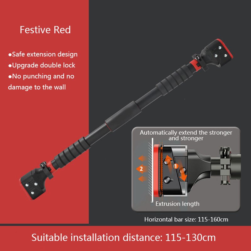 Household Single Pole Exercise Fitness Equipment Door Horizontal Bar Free Punching Household Wall Hanging Indoor Pull-ups: Gray