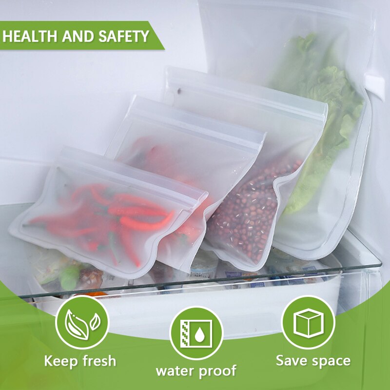 Silicone Food Storage Bag Reusable Stand Up Zip Shut Bag Sealed Leakproof Containers Fresh Bag Food Storage Bag Fresh Wrap