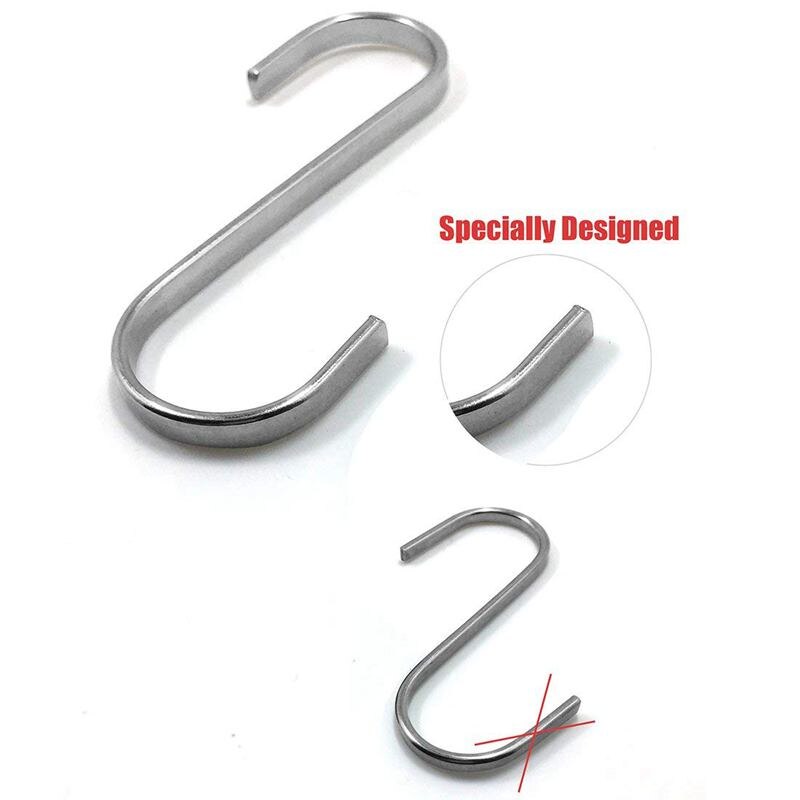 Lot de 10 S crochets de Suspension inox pour ustensiles de cuisine ou viande de boucherie