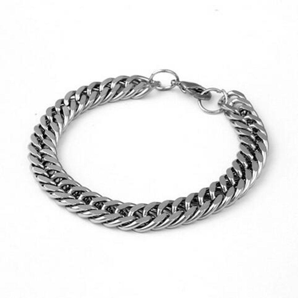 1 pièce acier inoxydable argent Bali Foxtail chaîne Bracelet pour hommes Double lien chaîne Bracelets hommes bijoux