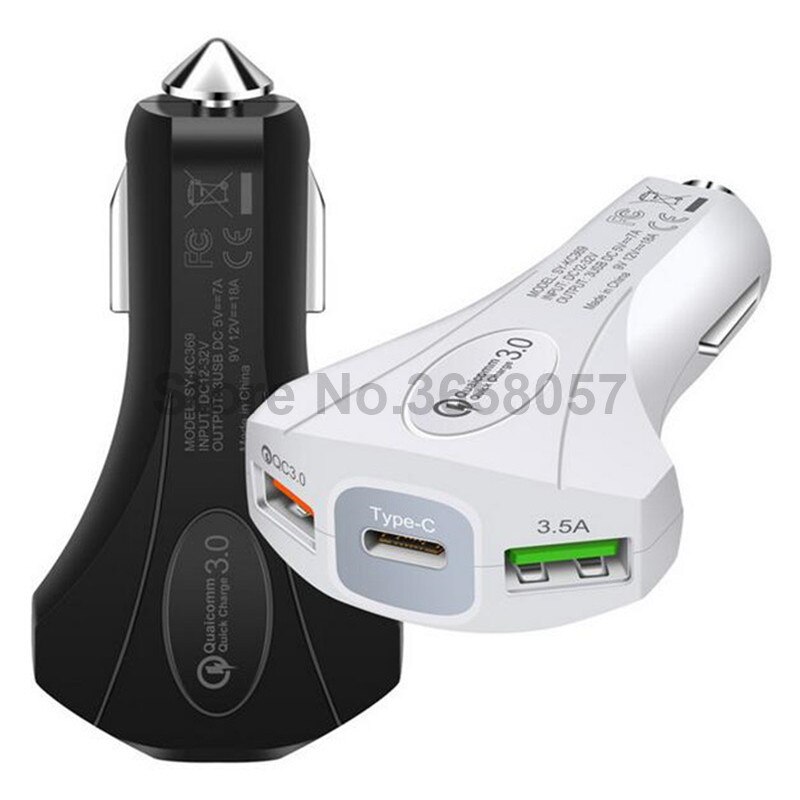 QC3.0 35W Fast Charger Telefoon Opladen Snellader 3.0 Dual Usb Type C Auto-oplader