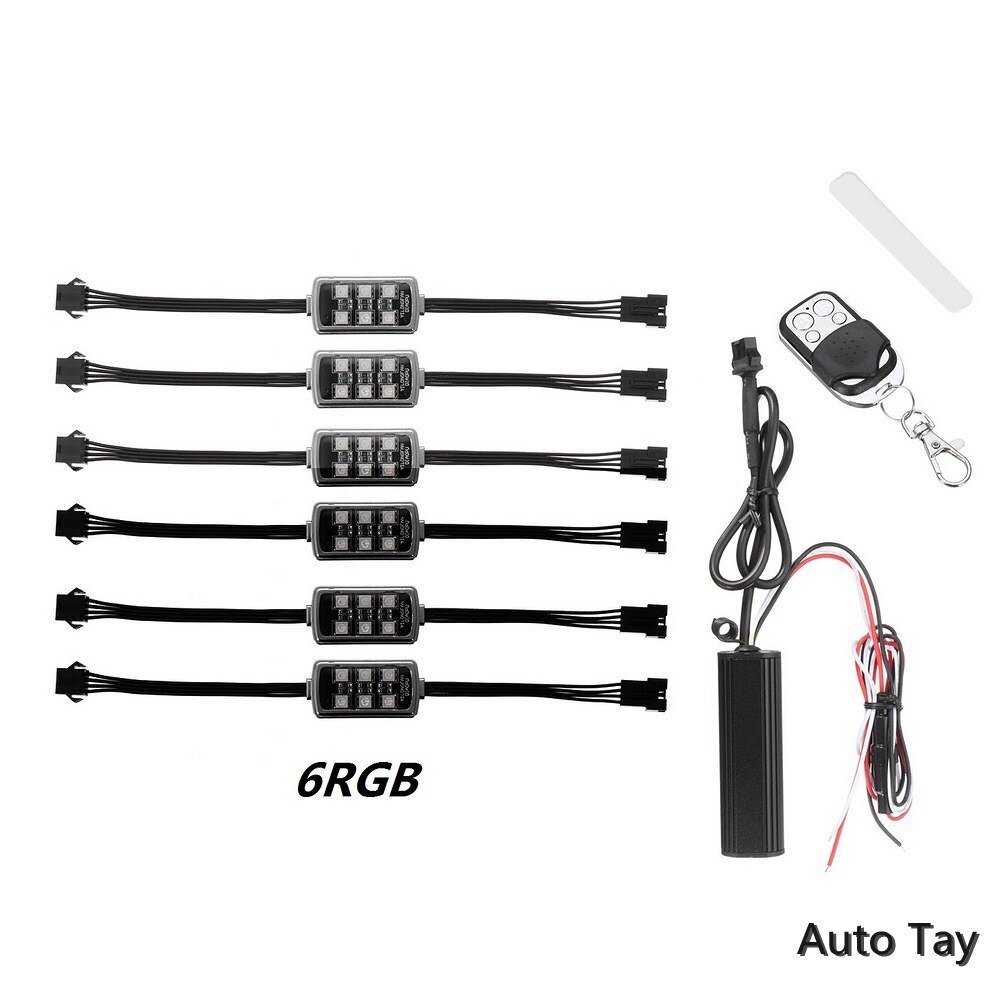 LED Smart Brake Lights Motorcycle Car Atmosphere Light With Wireless Remote Control Moto Decor Strip Lamp Kit 4/5/6/8/10/12RGB: D