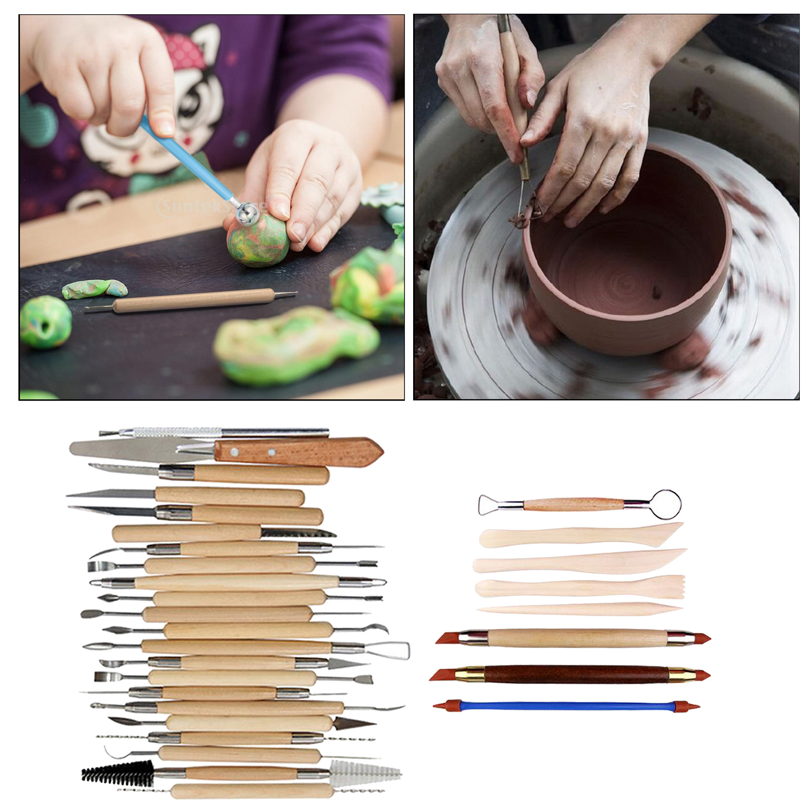 Pottery and Polymer Clay Tools Set Ceramic Clay Kit Sculpture Carving Pottery Modeling Drawing DIY Equipment for Beginners: 30 Pieces