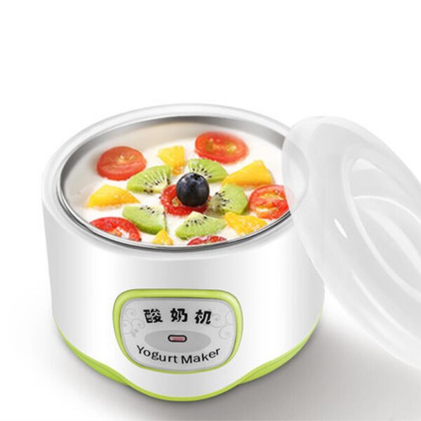 EDTID máquina eléctrica para Yogurt Leben, fermentador automático multifunción de acero inoxidable con revestimiento nato, máquina para vino, Yogurt, 4 tazas: Green no cup