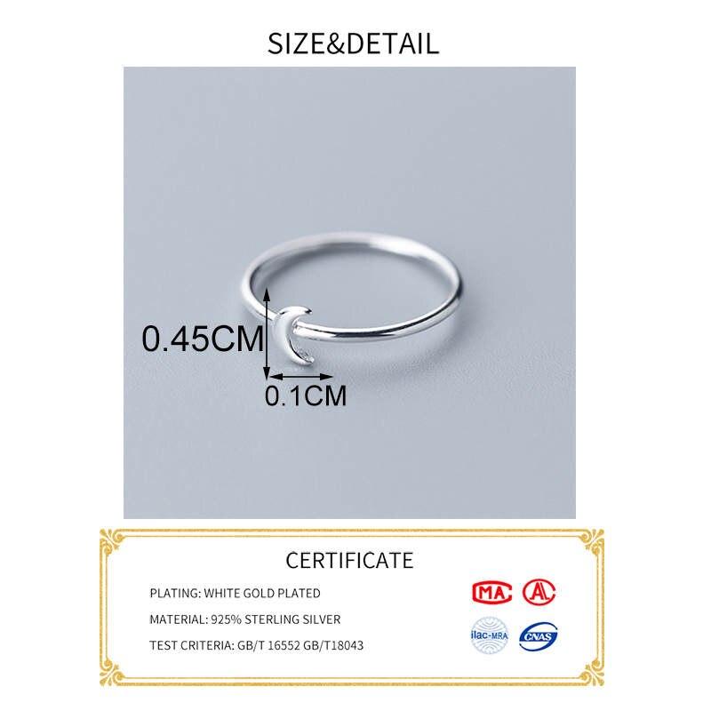 INZATT-Anillo de Luna minimalista para mujer, Plata de Ley 925% auténtica, para de cumpleaños, clásico bonito, joyería geométrica, accesorios