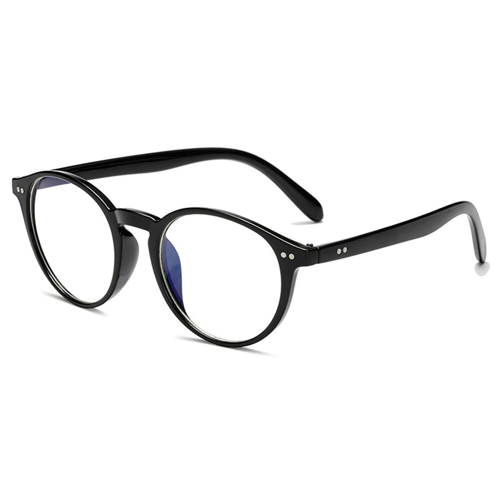 Montura de gafas de bloqueo de luz azul y ojo redondo Retro para hombre y mujer, monturas de gafas para ordenador, montura de gafas de cadera: Black