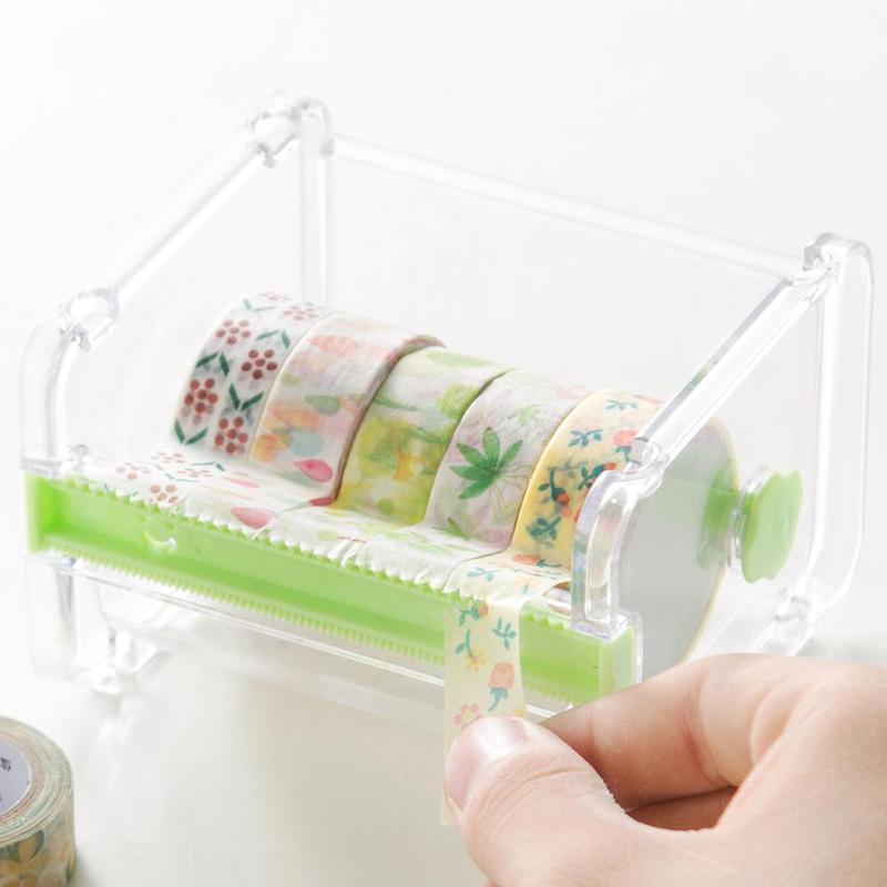 Japanese Stationery Masking Tape Cutter Washi Tape Storage Organizer Cutter Office Tape Dispenser Supplies