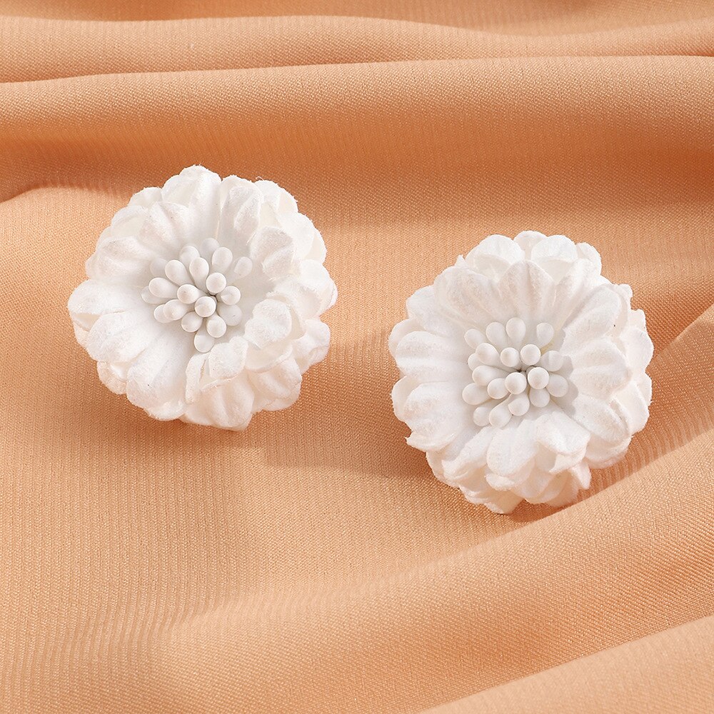 Neue Blume Ohrringe Frühling Sommer Super Gebühr Reise Hochzeit Polyester Blumen- Zucht Ohrringe Schmuck Für Frauen Mädchen: EZ4149baise