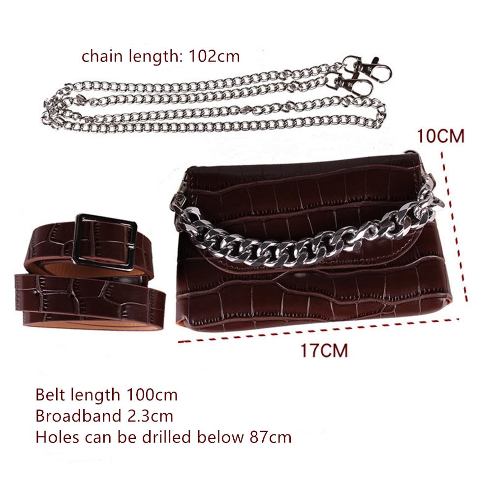 Women Leather Chain PU Leather Waist Bags Crossobdy Hand Bag Tote Clutch Chain Messenger Bags Shoulder Bag Flap Handbag for Lady