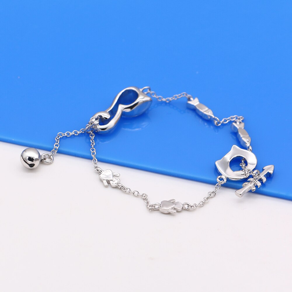 100% 925 Sterling silber Einfache nette katze Fußkettchen Für Frauen Mädchen Freund Fuß Schmuck Bein Armbinde 23cm Barfuß Schmuck