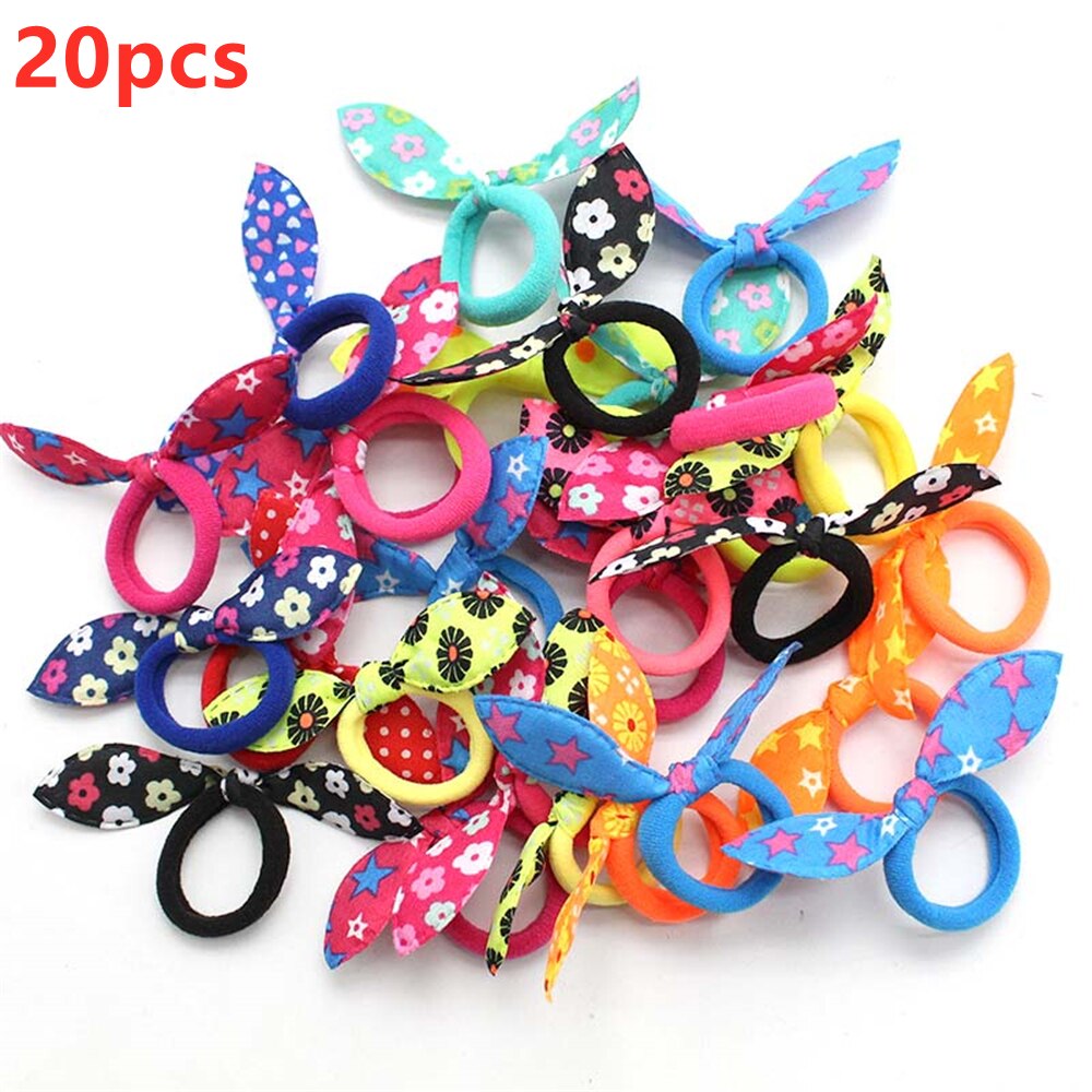 10/20Stck Zufällige Farbe freundlicher Elastische Haar Seil Nette Polka Bogen Haar Bands Mädchen Pferdeschwanz Halfter Karikaturen Haar zubehör: 20Stck