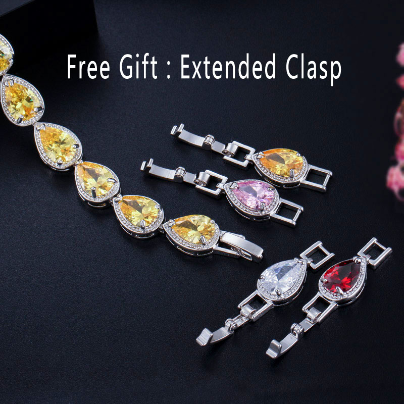 CWWZircons 2024, accesorios de para mujer, pulsera de piedra CZ con forma de gota de agua de circonia cúbica de lujo para joyería de boda nupcial CB135