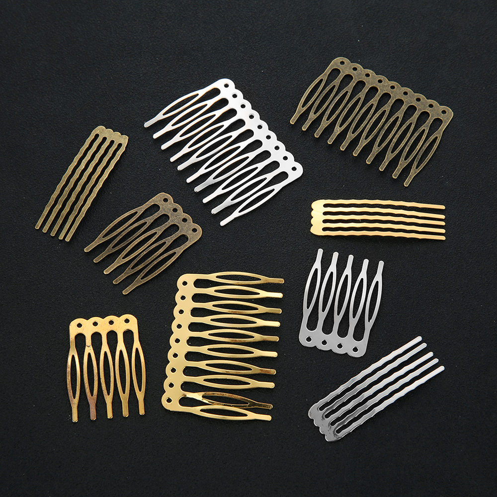 10pcs/lot Gold Rhodium Color 5/10 Teeth Hair Comb Hair Clips Claw Hairpins for Wedding Hair Jewelry DIY Findings &amp; Components