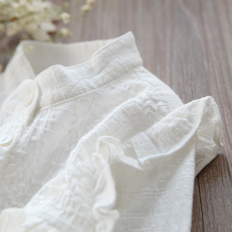 Bomuld hvide pigebluser solide skjorter til piger langærmede børn babyskjorter babytøj forår efterår børnetøj