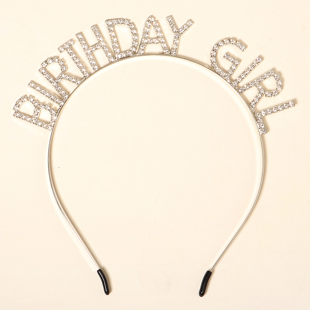 Diadema de feliz cumpleaños con letras en inglés y diamantes de imitación brillantes para mujer, Material de aleación de Zinc, joyería de , accesorio Popular para el cabello: Naranja