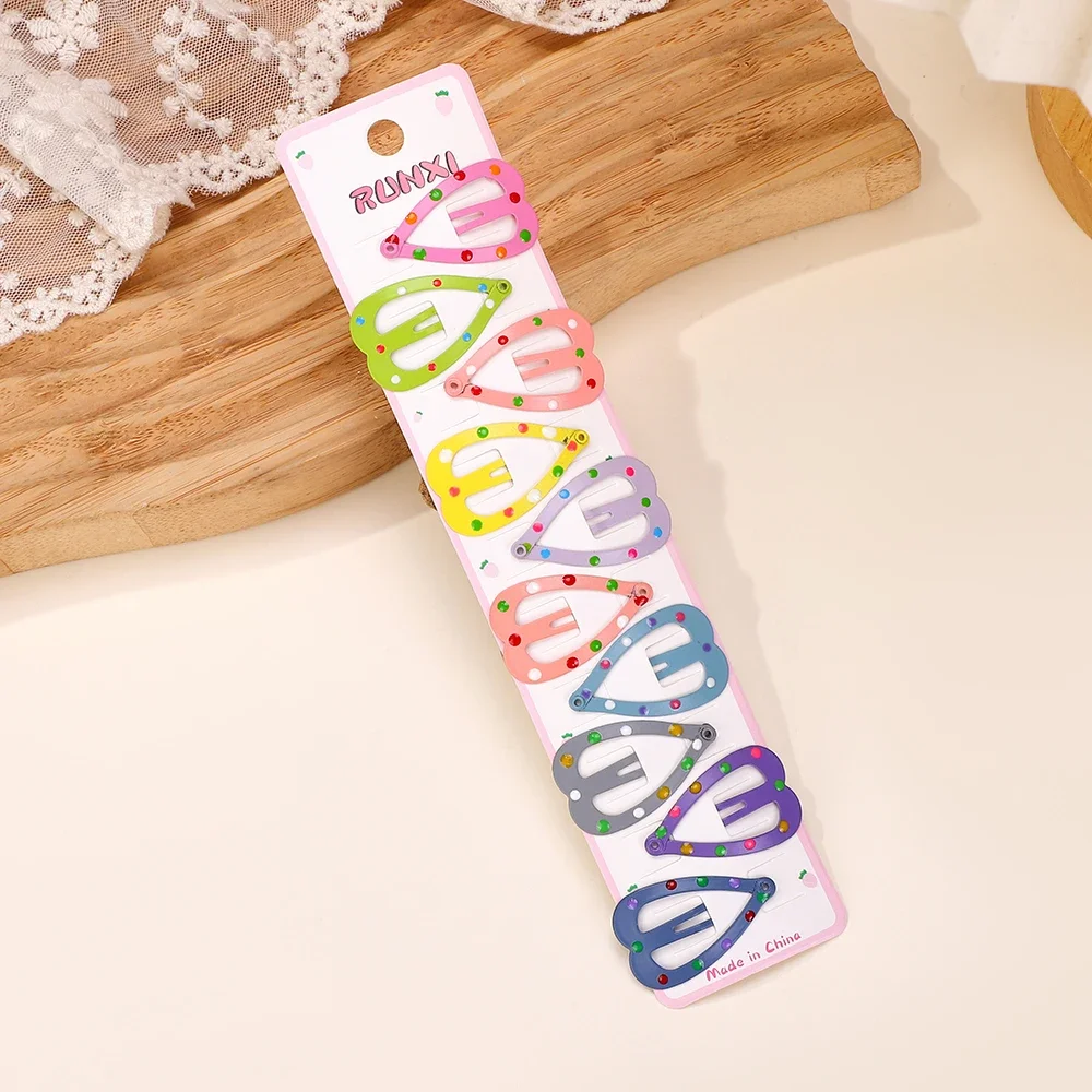 10Pc/Lot Ins 2.2inch Flower Print Cotton Alloy Hair Bow Snap Clips Set Fabric Plaid Bobby Hairpins Hairgrips Girls Kids Headwear: Turquoise