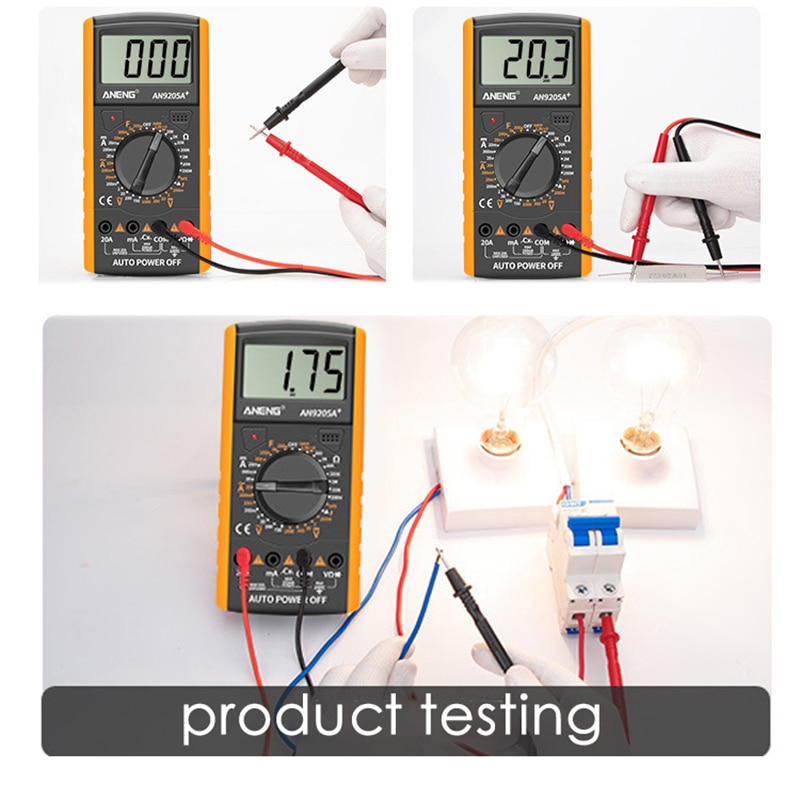 DT9205A + Digitale Multimeter Ac/Dc Profesional Transistor Tester Elektrische Esr Ncv Test Meter Analoge Auto Range Multimetro