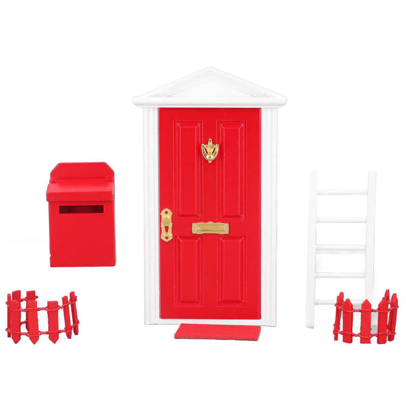 Mini juego de puerta de madera para casa de muñecas, puerta en miniatura, exquisita mano de obra para casa de muñecas 1:12: Rojo