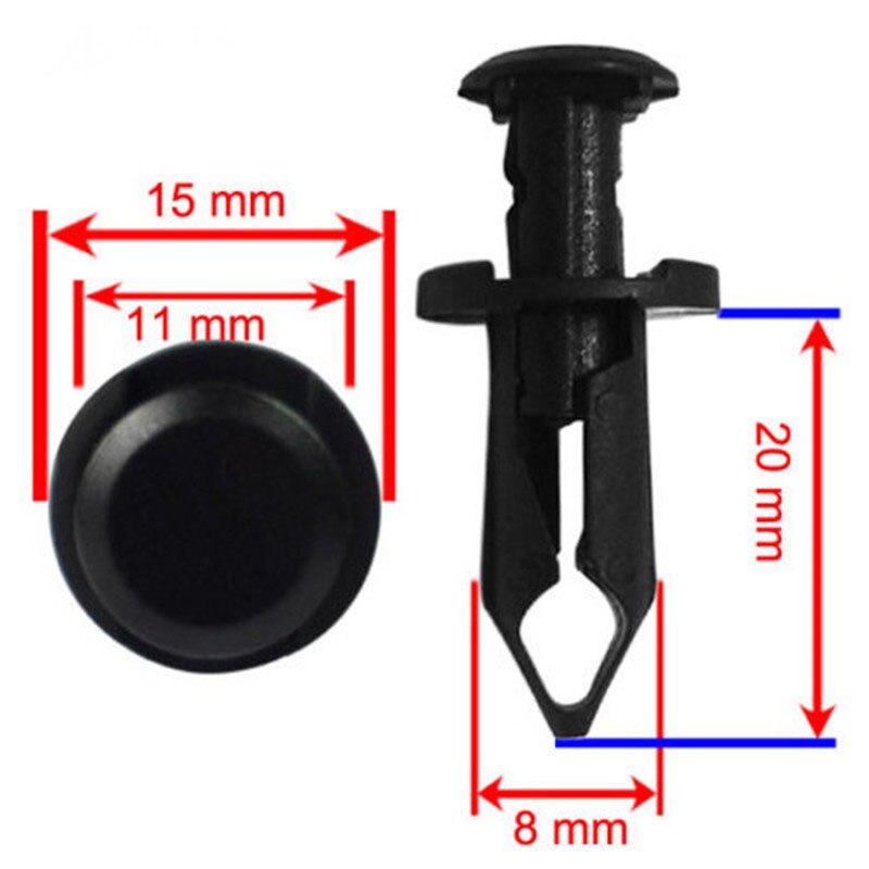 50x 8mm plastic skærmclips krop nittehul atv quad utv push pin clips til polaris sportsman rangers rzr 550 850 xp 7661855