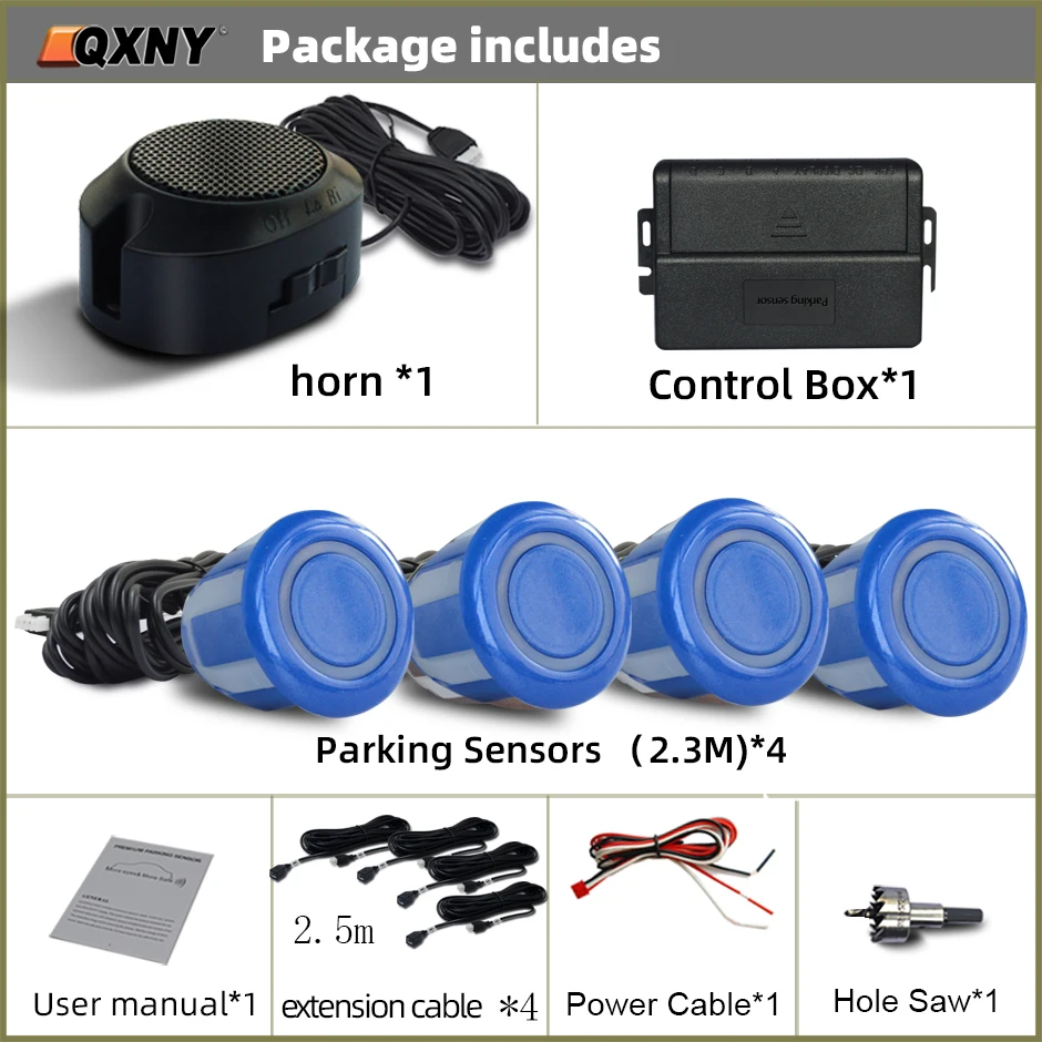 Front Parking Sensor Kit Auto Parktronic Vehicle Assistant System Buzzer Alarm Volume Can be Adjusted Universal: Brown