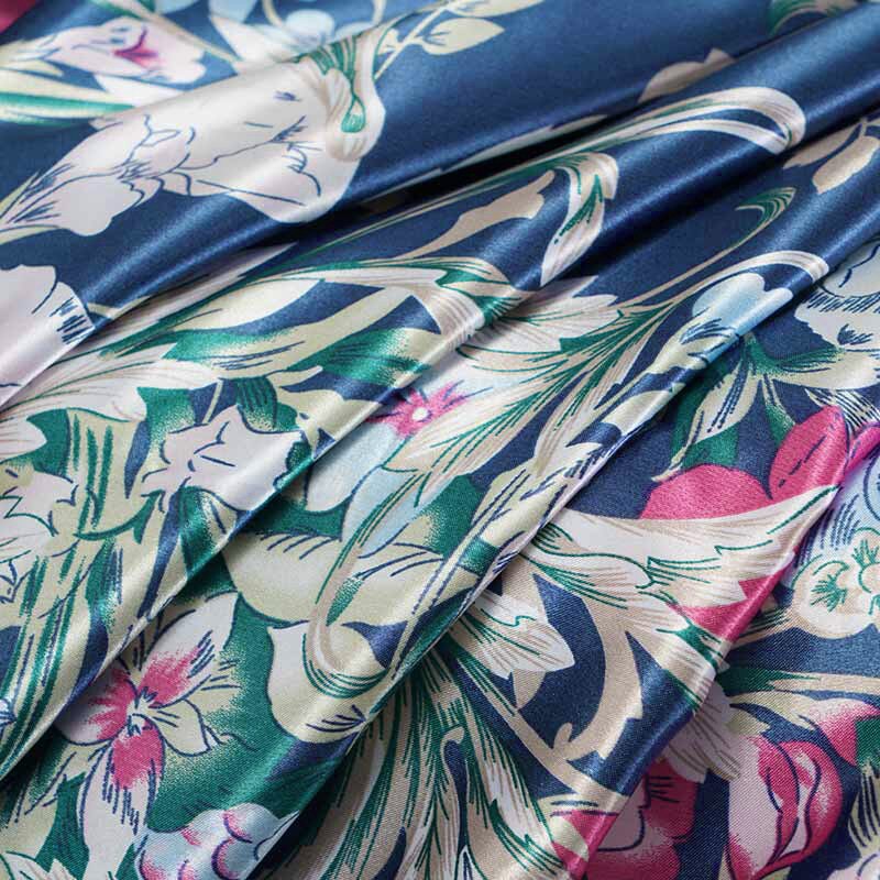 Vintage satin stof trykt blomst satin klud til syning af kvinder kjole og pyjamas japanesem 86