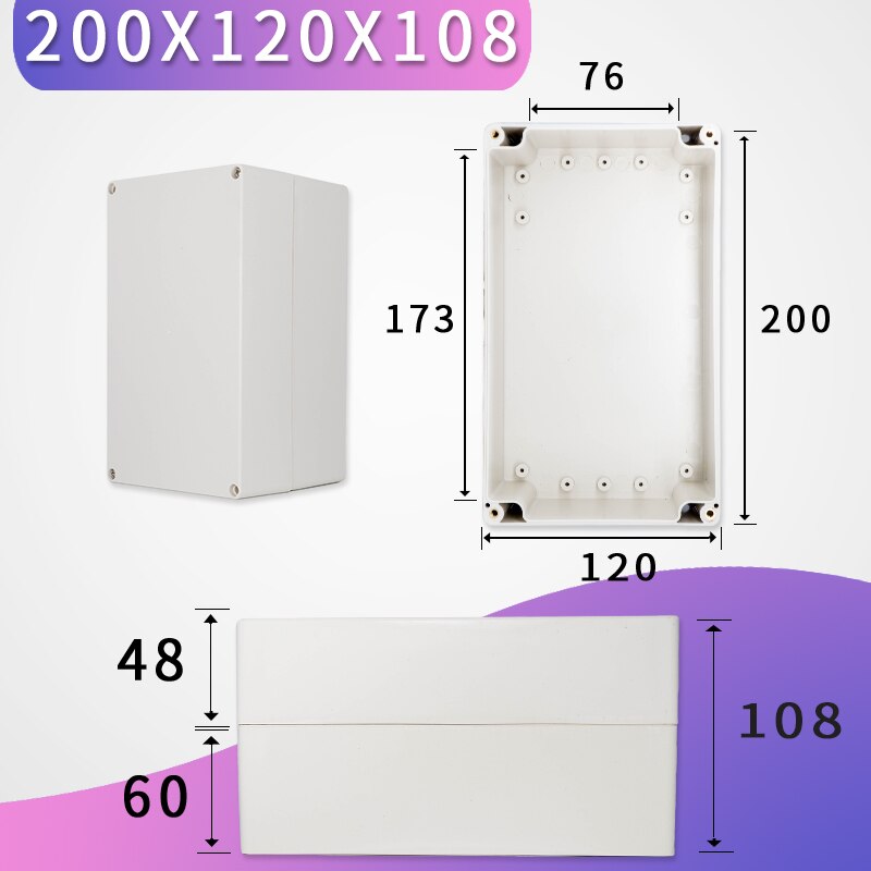Outdoor Waterproof Case Enclosure Plastic Box Electronic Project Case Waterproof Junction Box for Electronics: 200-120-108