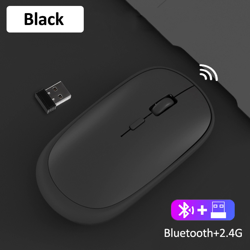 Bezprzewodowa mysz akumulator Bluetooth cichy ergonomiczny komputer dla ipada Mac Tablet Macbook Air Laptop PC Gaming Business Office: Black