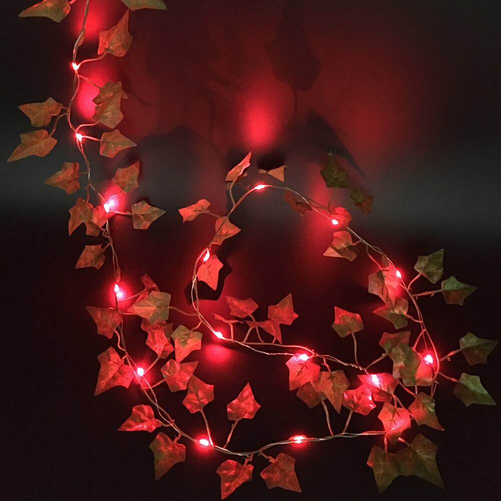 2m/ 20 led kunstige planter streng lys grøn blad efeu vin fe lys streng ahorn blade lampe krans gør-det-selv hængende belysning: Rød