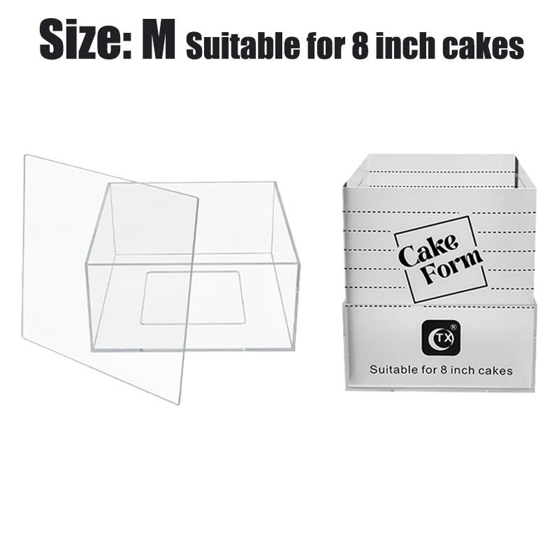 4-10 in vierkante ronde taartringvormen, verstelbare intrekbare fondantvorm, acryl moussevorm, gebakringvorm, taartdecoratiegereedschap: Oranje