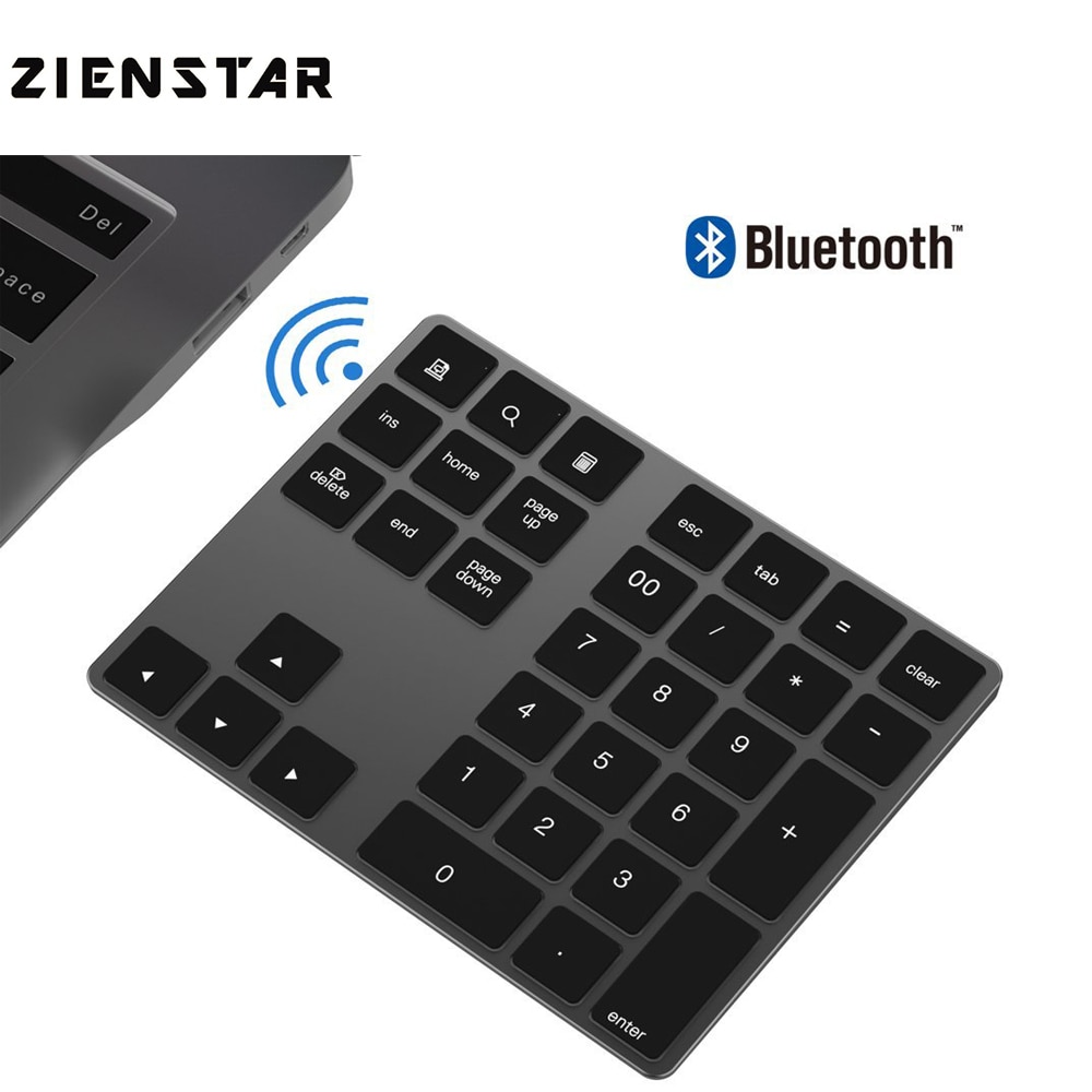 Zienstar Bluetooth Numeric Keypad,Portable Wireless 34-key External Number pads for Computer Laptop,Macbook,Android Tablet