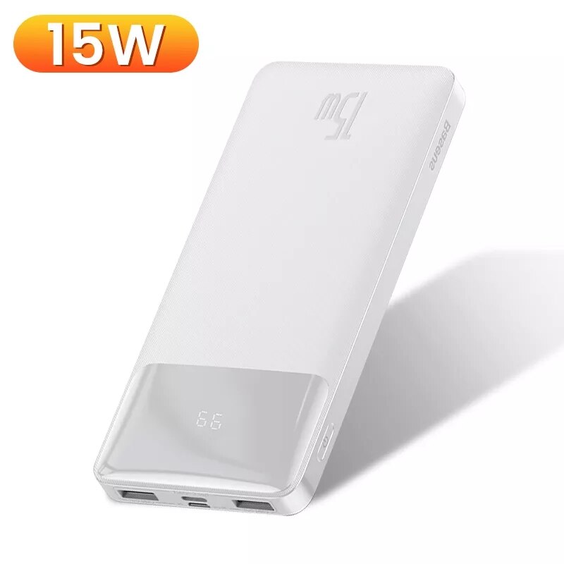 Baseus-cargador portátil de 20000mAh para iPhone, batería externa PD, Cargador rápido, Powerbank para teléfono Xiaomi Poverban: 15W White / 20000mah